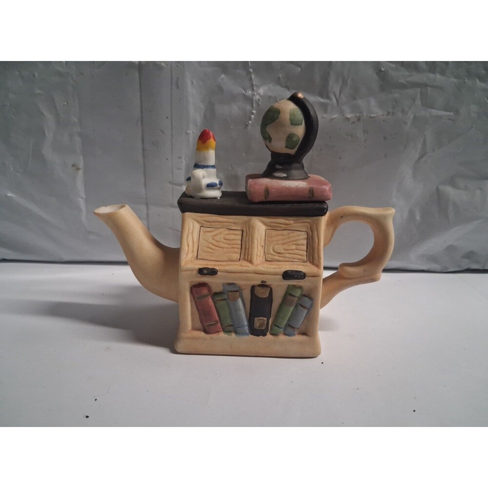 Vintage Decorative Bookcase Desk Mini Teapot Library Cottagecore Porcelain